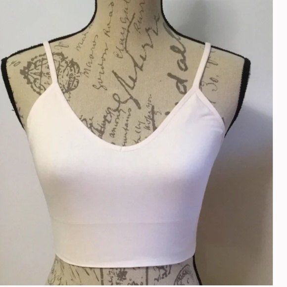 Women's V-neck Cropped Bandeau - Cream and Tan - Picture 2 of 10
